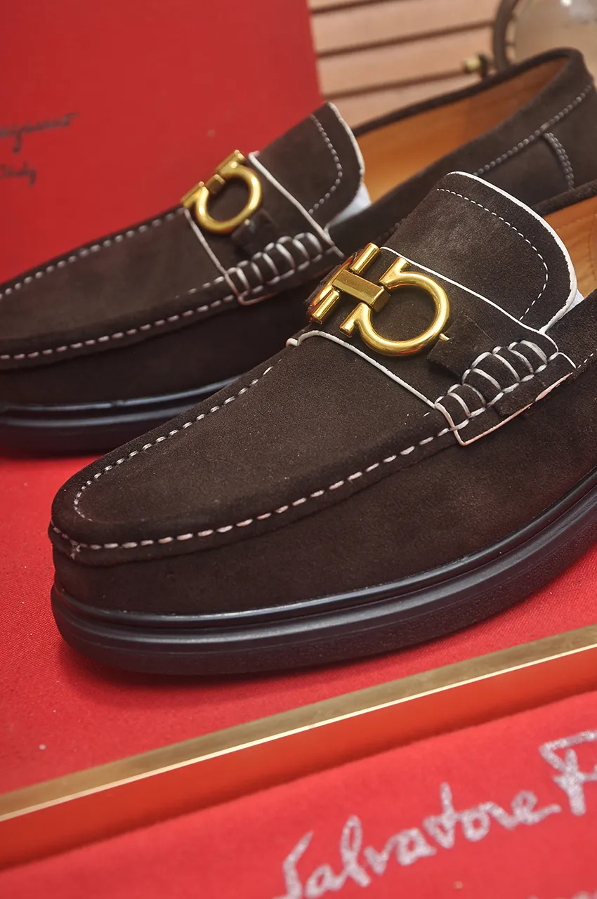 Men's shoes 💰440💶[Ferragamo/Ferragamo] The latest model in the counter. Original imported high-quality cowhide with open sides + imported 🐂 water-dyed cowhide lining + original luxury metal buckle + original combined outsole. No pressure for comparison. 38--45 (45 is custom-made and cannot be returned or exchanged)